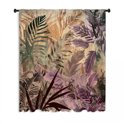 Palm Leaves Window Curtains, Nature Blockout & Sheer Curtains - 1 Panel
