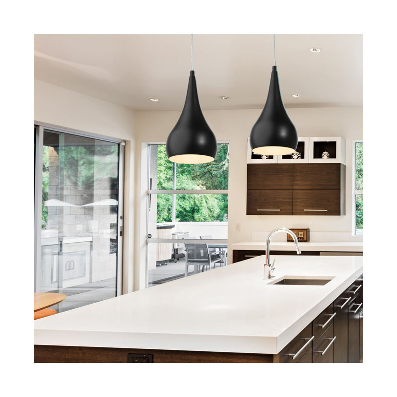 Debord 1 - Light Teardrop Kitchen Pendant, Black, 64cm H x 16cm W x 16cm D