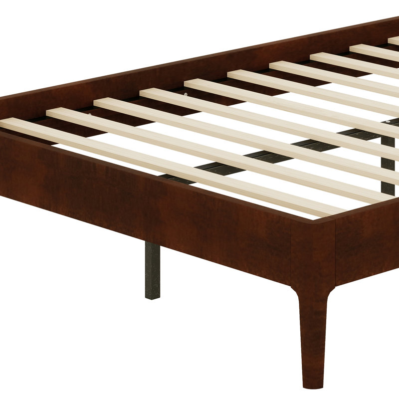 Modern Minimalist Platform Bed, Chocolate, Queen