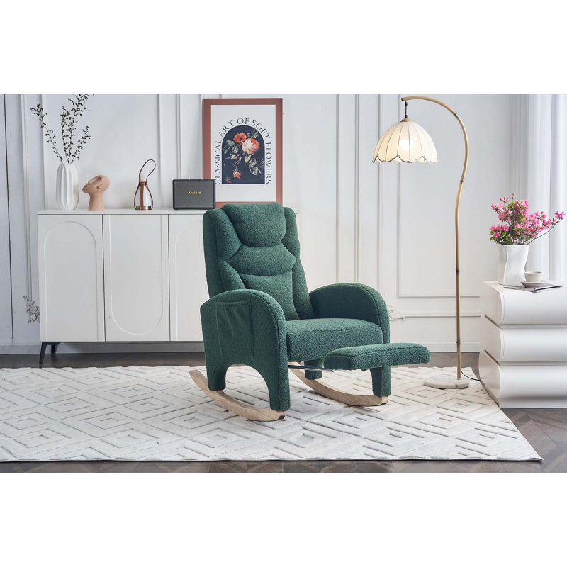 Chaise berçante en coton et lin, Vert 1