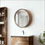 Miroir mural rond avec tablettes de rangement - armoire latérale en bois à 2 niveaux, miroir suspendu peu encombrant pour meuble-lavabo, chambre à coucher et entrée