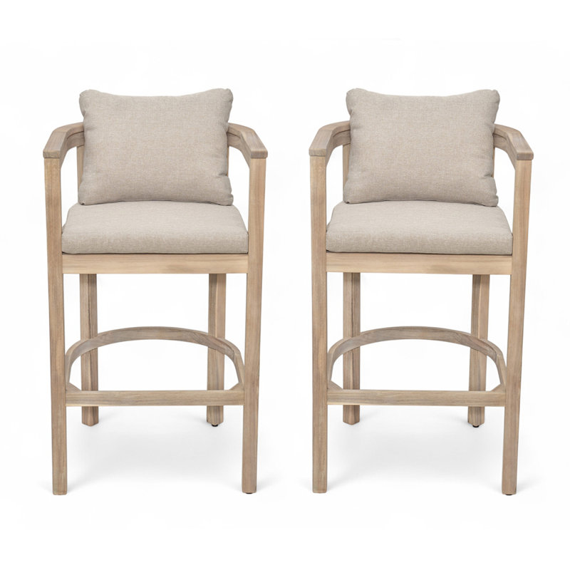Ensemble de tabourets d'extérieur idéal pour les jardins et balcons, avec coussins confortables et fabrication en bois robuste