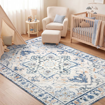  5' X 7' Area Rug, Non-slip Medallion Carpet, Washable Soft Rug For Living Room, Bedroom & Dining Room Home Decor