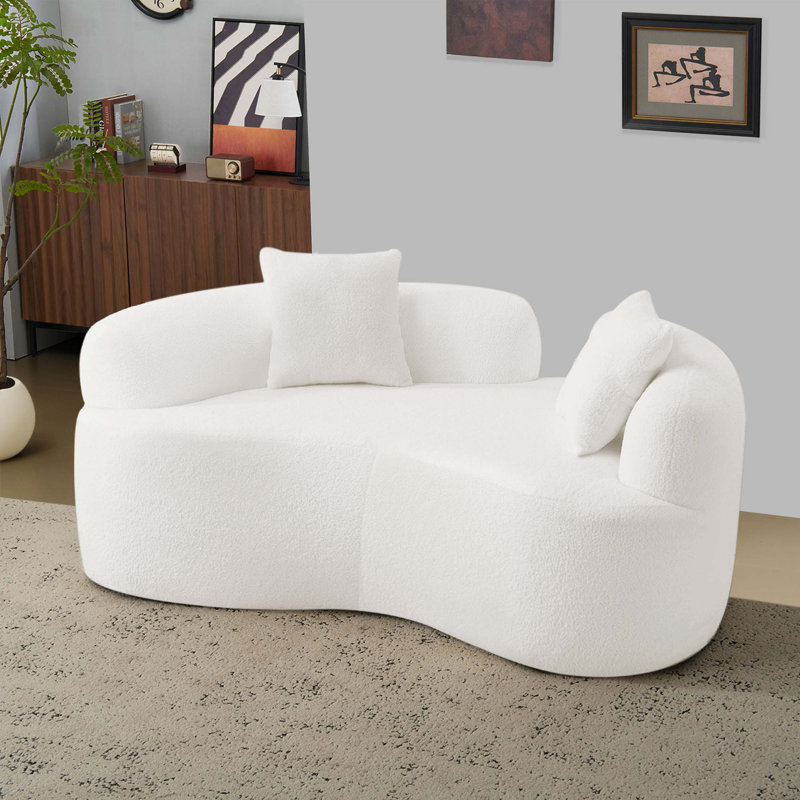 Causeuse incurvée 66,93 pouces, Blanc, 27.5" H x 66.9" W x 43.9" D