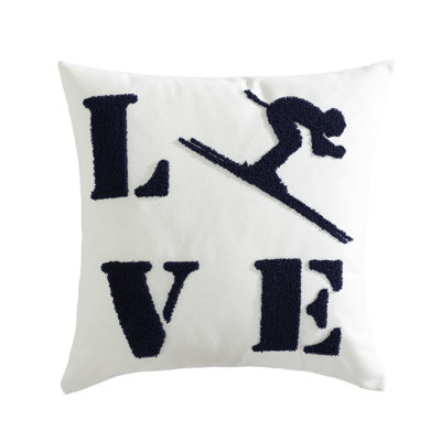 Eddie Bauer Love Ski Blue Throw Pillow