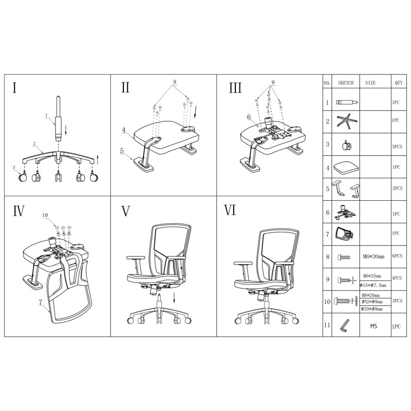 Chaise de bureau ergonomique Marlowe, Pas de repose-tête, Blanc, Orange