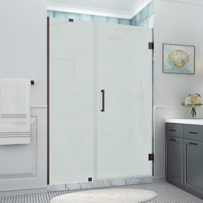 Porte de douche à charnière sans cadre avec verre transparent StarCast l 57,25 po x H 80 po Belmore XL