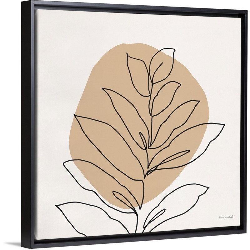 Just Leaves 02, art mural sur toile, Toile avec cadre noir, H 38 po x l 38 po