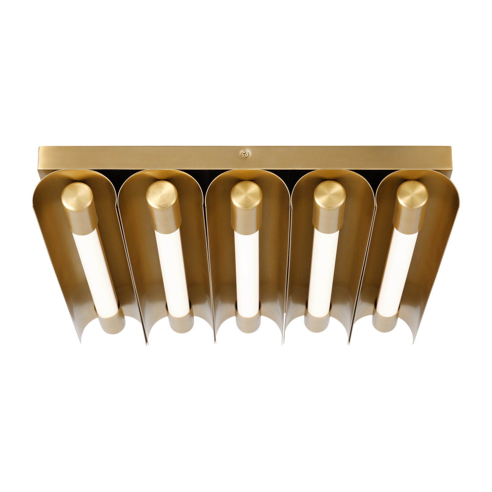 5 Light Acrylic LED Flush Mount, Burnished Brass