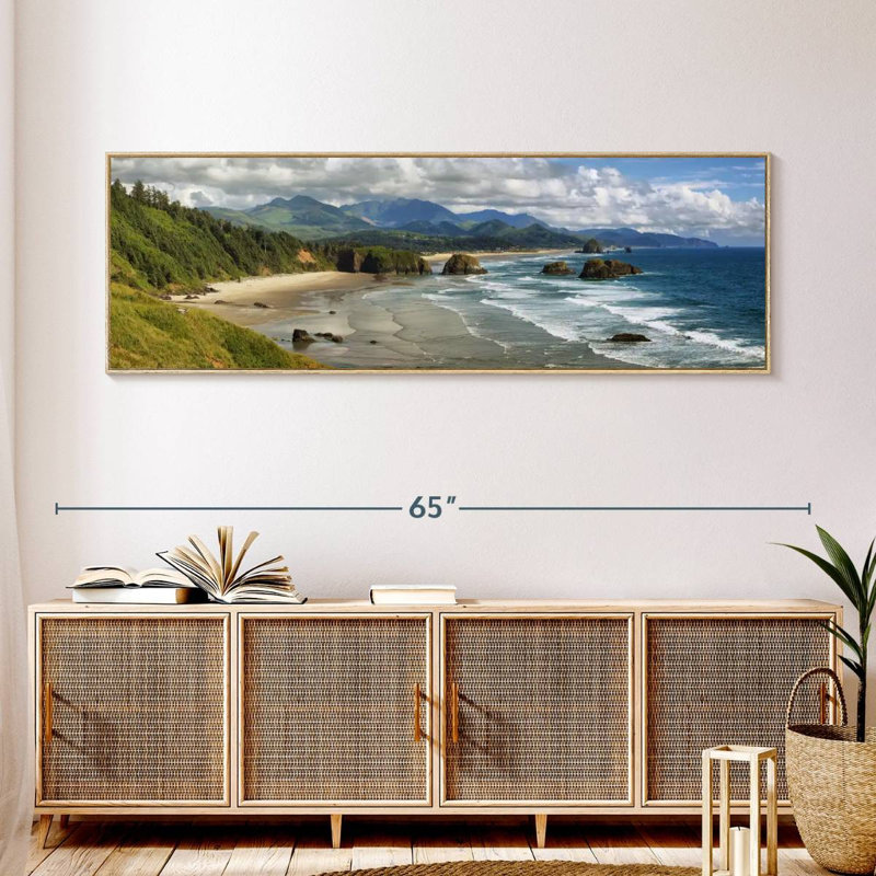 Cannon Beach Coast, Cadre flottant en bois naturel, 57 po x 19 po