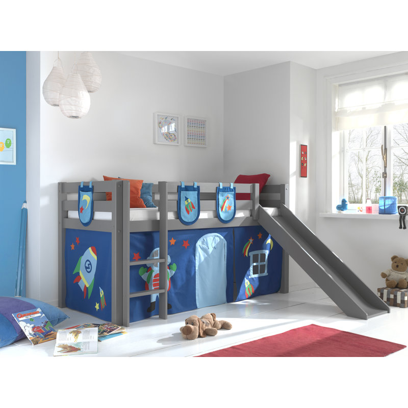 Pino 90 x 200 cm Mid Sleeper Loft Bed, Premium (Curtain and Pockets)