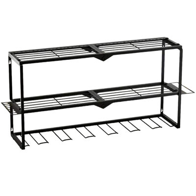 Organisateur d'outils sans fil en métal robuste, 7 supports de perceuse, support de rangement de garage pour atelier, tablette compatible, organisateur idéal pour la journée de travail, organisateur antidérapant et électrique avec fentes réglables, solution