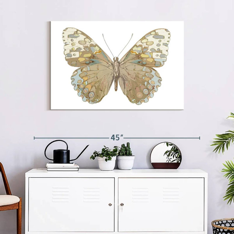 Papillon Brampt en taupe et bleu, H 24 po x l 36 po
