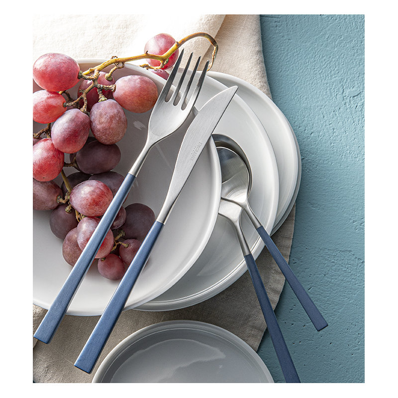 Fuse Color 24 - Piece Stainless Steel Flatware Set - Service for 6, Blue