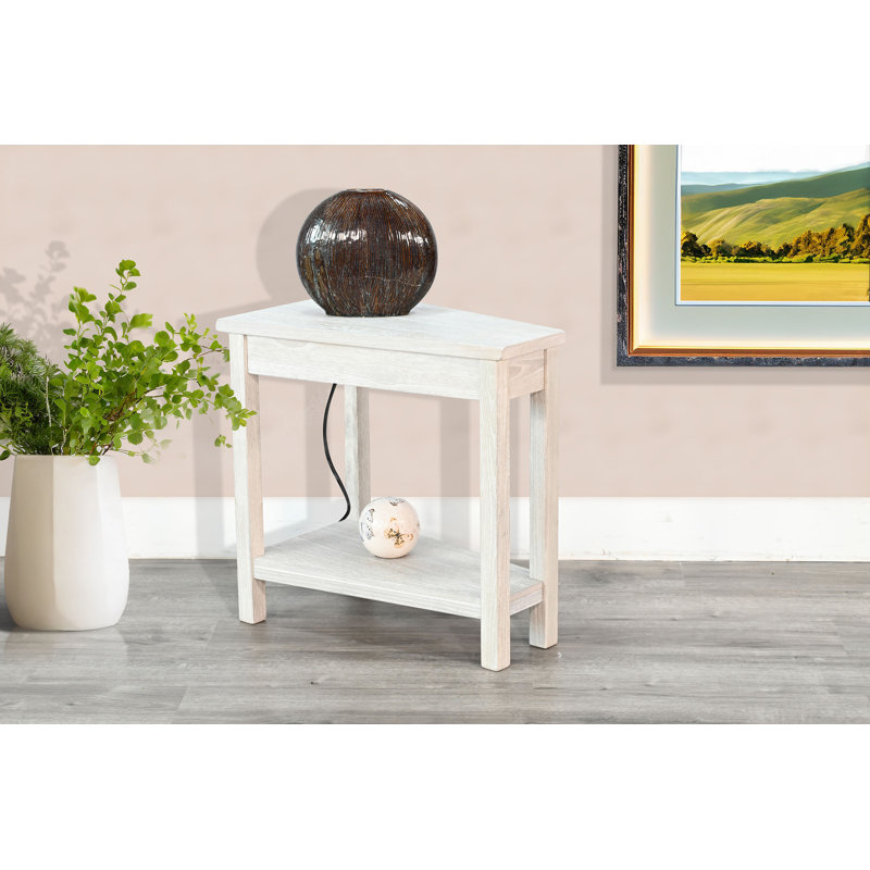 Hemphill Solid Wood End Table, Gray, 24" H x 16" W x 24" D
