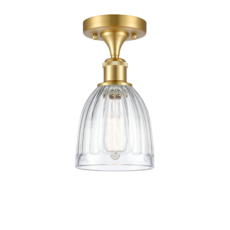 Plafonnier semi-encastré 1 lumière 5,75 po Dunder, Ampoule DEL 6 watts Vinage, Or satiné, Transparent