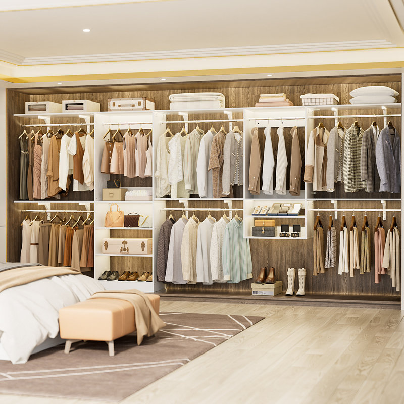 Système d'organisation 41 po x 154 po Seward avec tablettes et 8 tringles de suspension Seward, Blanc