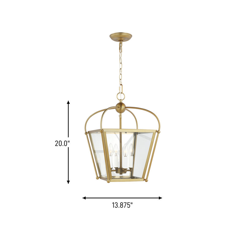 Charleston 4 - Light Pendant, Satin Brass, 20" H x 13.88" W x 13.88" D