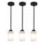 Ensemble de 3 mini-luminaire suspendu pour îlot de cuisine à intensité variable avec abat-jour en verre givré blanc-1997034750