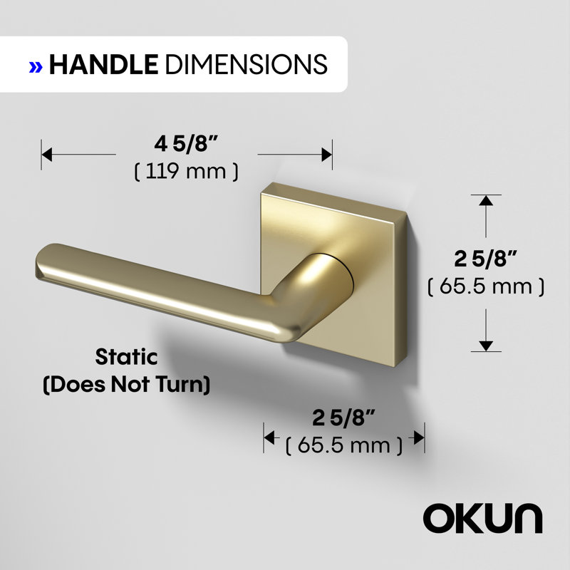 Mirra Single Dummy Door Lever Modern Concealed Design Non-Turning for (Closet, Pantry or Hallway) – Sleek Minimalist Style in Brushed Champagne Gold