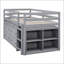 Lit mezzanine multifonctionnel en pin massif avec 4 tiroirs de rangement, bureau latéral rétractable et tablettes latérales ouvertes, barrières de sécurité complètes, livré en 2 paquets Assemblage facile-351869603-344880725