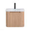 Meuble-lavabo mural de 24 po avec lavabo au design incurvé, finition en bois texturé ondulé, marbre de culture intégré intégré, meuble-lavabo flottant moderne pré-assemblé avec tiroir à fermeture en douceur