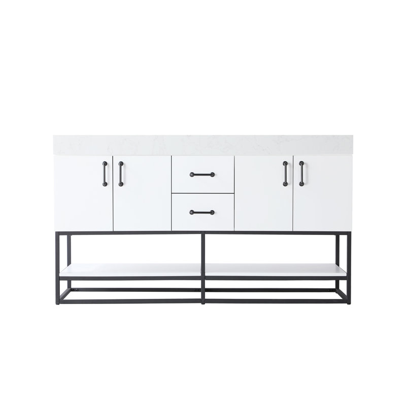 Meuble-lavabo double 60 po, Blanc
