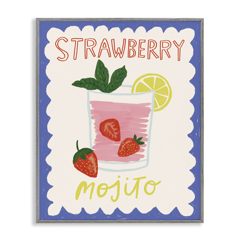  Strawberry Mojito Drink Giclee Art by Lisa Barlow, H 30 po x l 24 po, Estampe numérique Farmhouse
