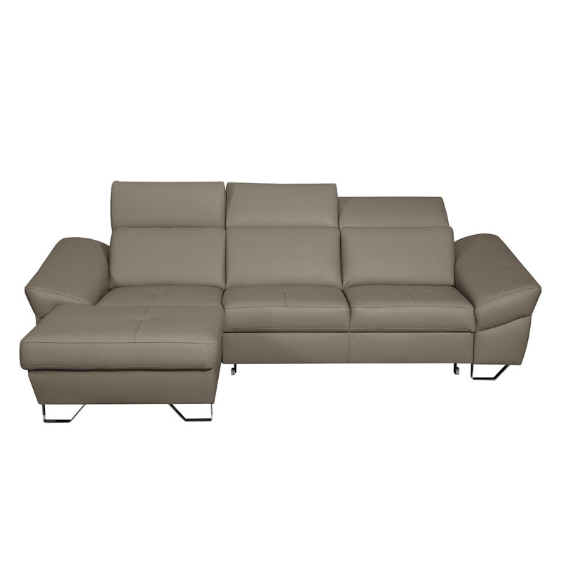Monza Leather Corner Sofa with Sleeping Function and Underseat Storage, Tan, Left Hand Facing