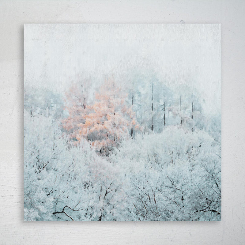 Neige dans la forêt - 1 pièce, reproduction d'impression sur toile tendue, H 32 po x l 32 po