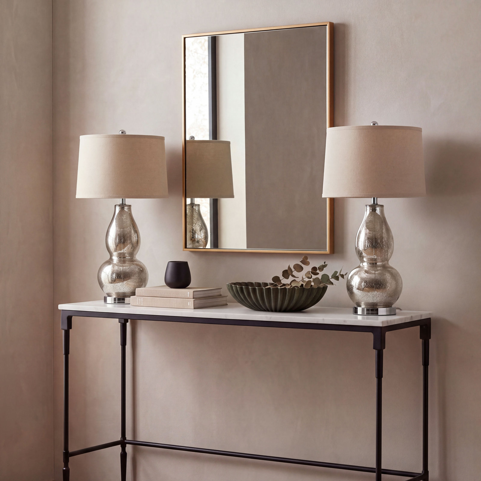 Parkston Table Lamp, Antique Silver/Wheat Shade
