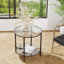 Table de bout avec plateau en verre et rangement-1989326390