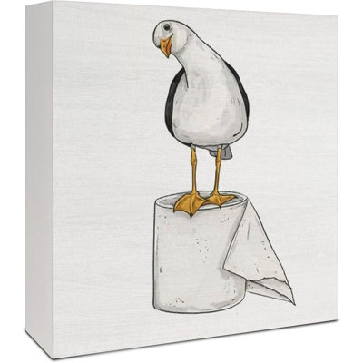 Seagull Wooden Box Sign – Coastal Bathroom Decor, Funny Wood Sign For Restroom, Toilet, Counter, Or Shelf