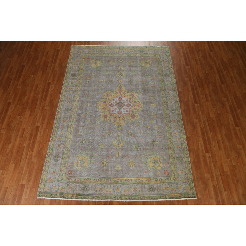 Tapis persan Tabriz patiné délavé surteint 8 x 11