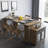 Modern Extendable Dining Table Rectangle Sideboard With Storage In Walnut & Gray