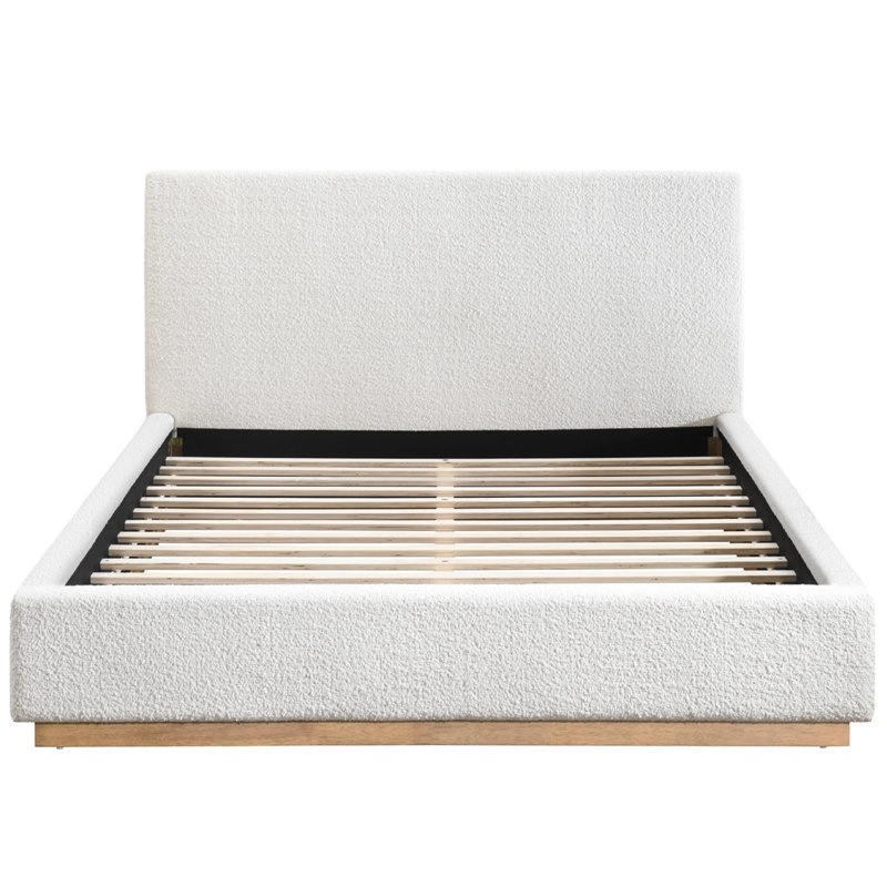 Drago Boucle Upholstered Bed Frame, Cream Boucle, Queen