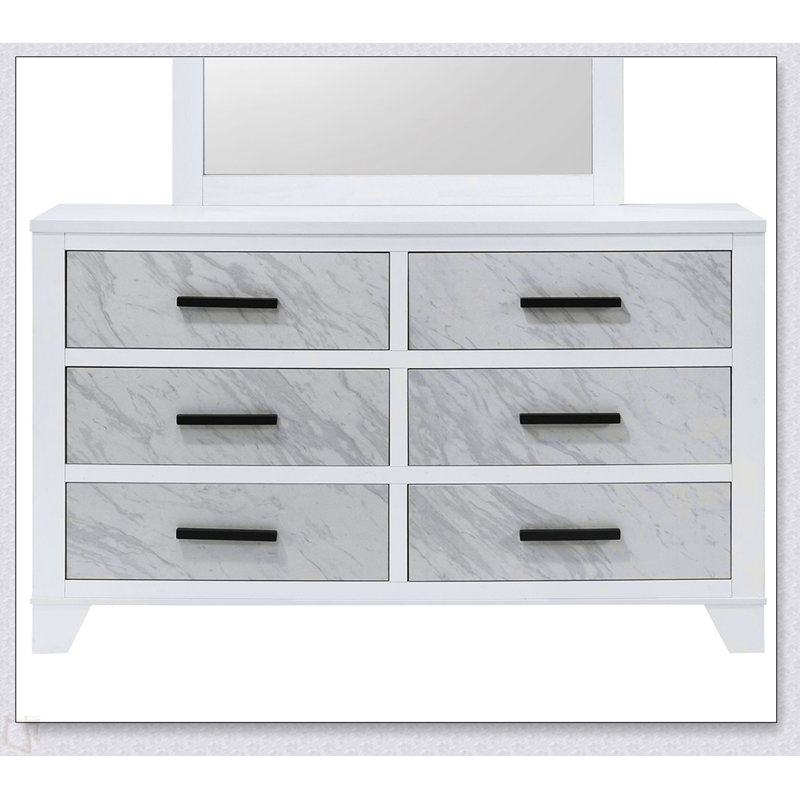 1 pièce commode seulement en faux marbre avec poignées de barre en métal et en bois d'ingénierie à queue d'aronde anglaise