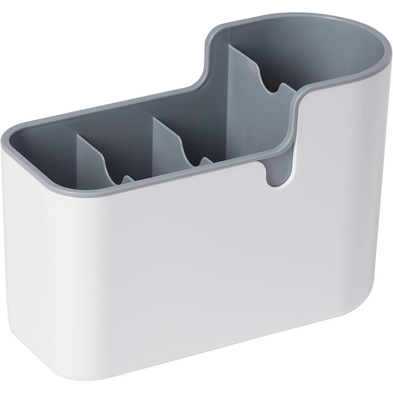 Multi-purpose Countertop & Wall Utensil Organizer, White & Grey Finish
