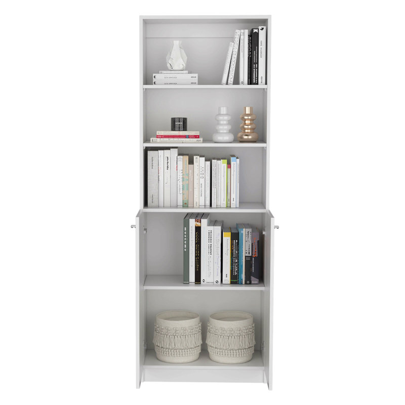 Ensemble de bibliothèque 2 pièces, 49 po de largeur avec 9 tablettes, salon, Blanc
