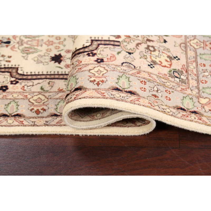 Tapis unique en laine noué à la main 3 pi 1 po x 5 pi 3 po nouvel âge beige / ivoire
