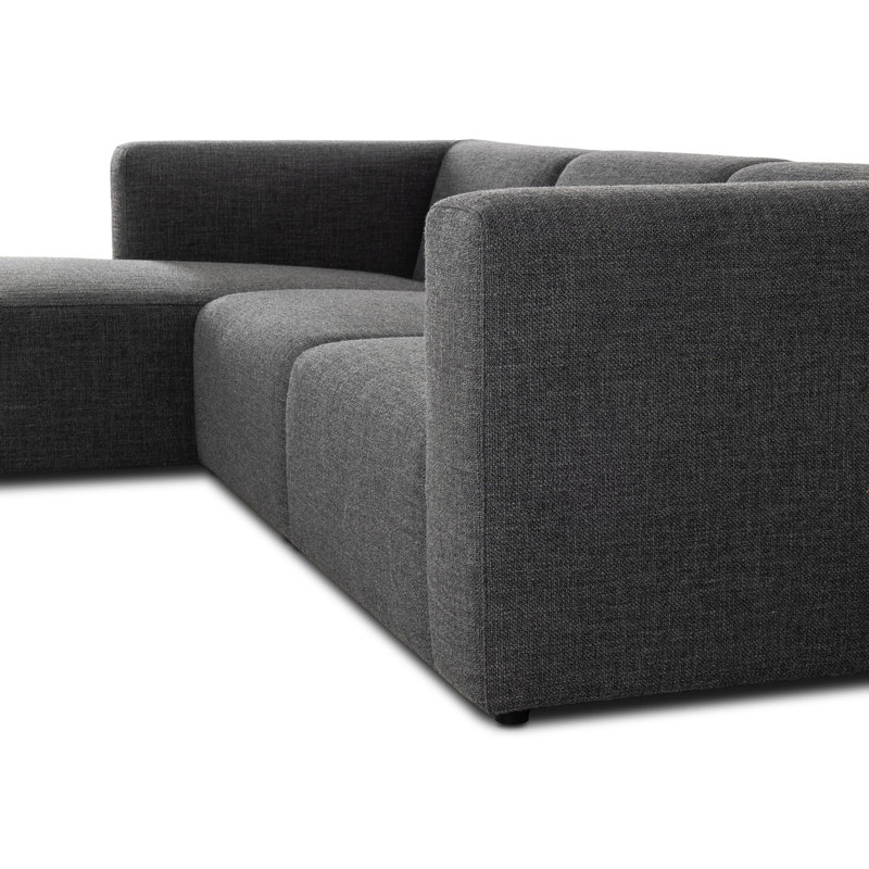 Lawndale 3PC LAF Sectional W/ Ottoman-Saxon Charcoal, Left Hand Facing, Saxon Charcoal Polyester Blend