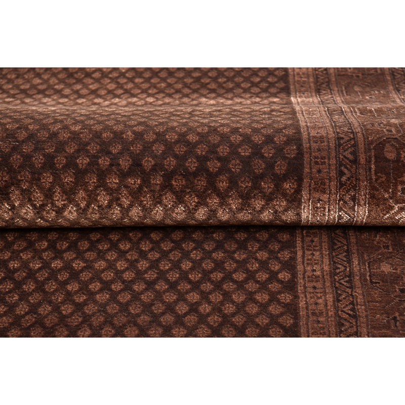 Hand Knotted Area Rug in Brown