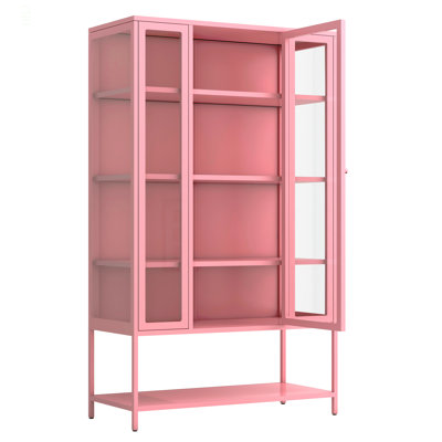 Grande vitrine en fer avec porte en verre et lumières DEL Armoire vitrée en acier pour objets de collection