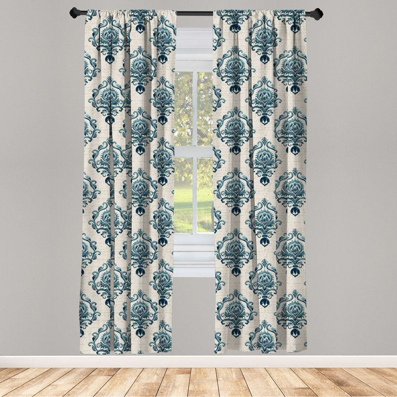 Damask Semi-Sheer Rod Pocket Curtain Panels, 28" x 95"