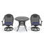 Ensemble de salle à manger 3 pièces en aluminium coulé toutes saisons comprenant 2 chaises pivotantes et une table ronde de 35,43 po avec structure noire-426975187