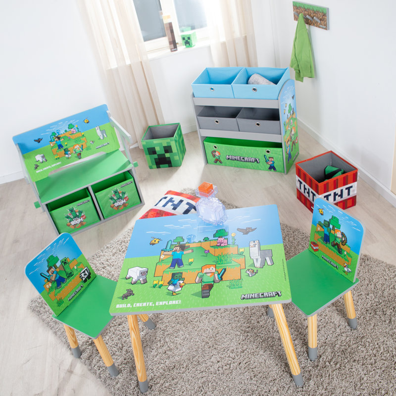 Minecraft Foldable Bench and Table Set with Storage Boxes