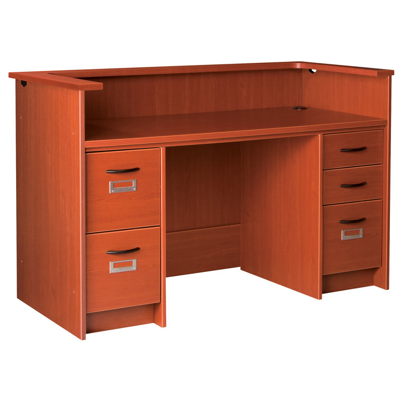 Library Rectangle Synthetic Laminate Reception Desk, Cherry