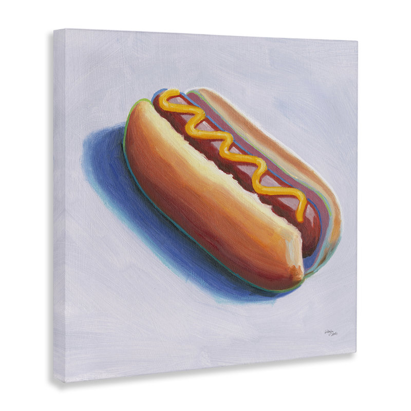 «Hot Dog» avec toile moutarde par Wellington Studio, H 30 po x l 30 po