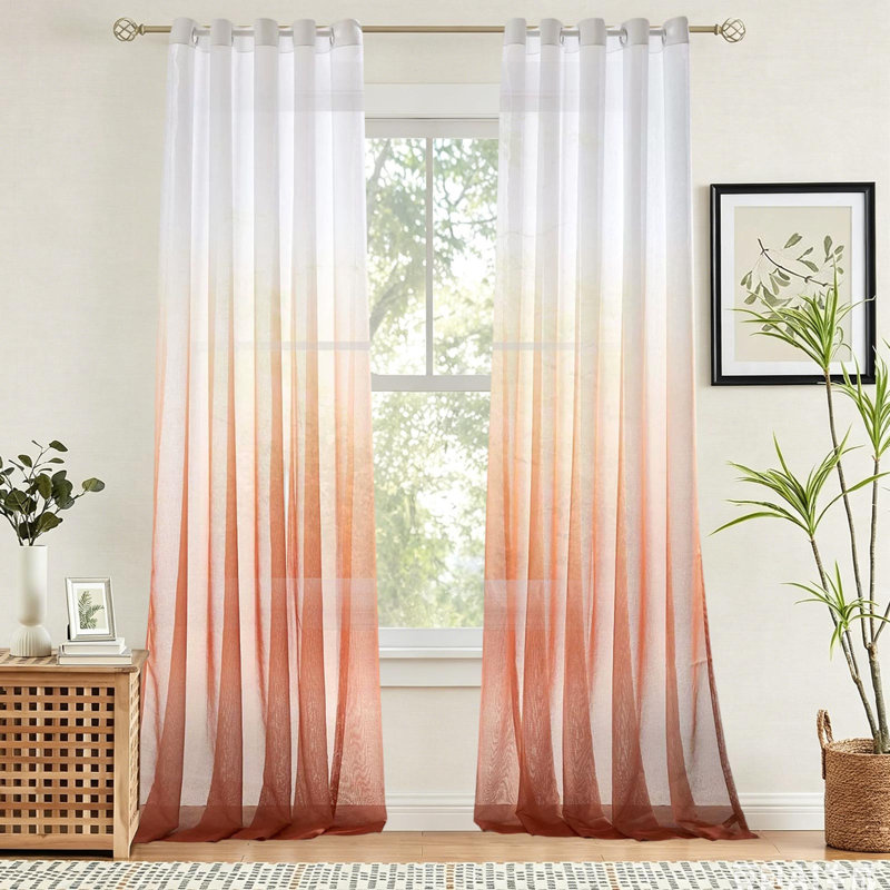Rideaux semi-transparents dégradés pour le balcon et le salon, Red