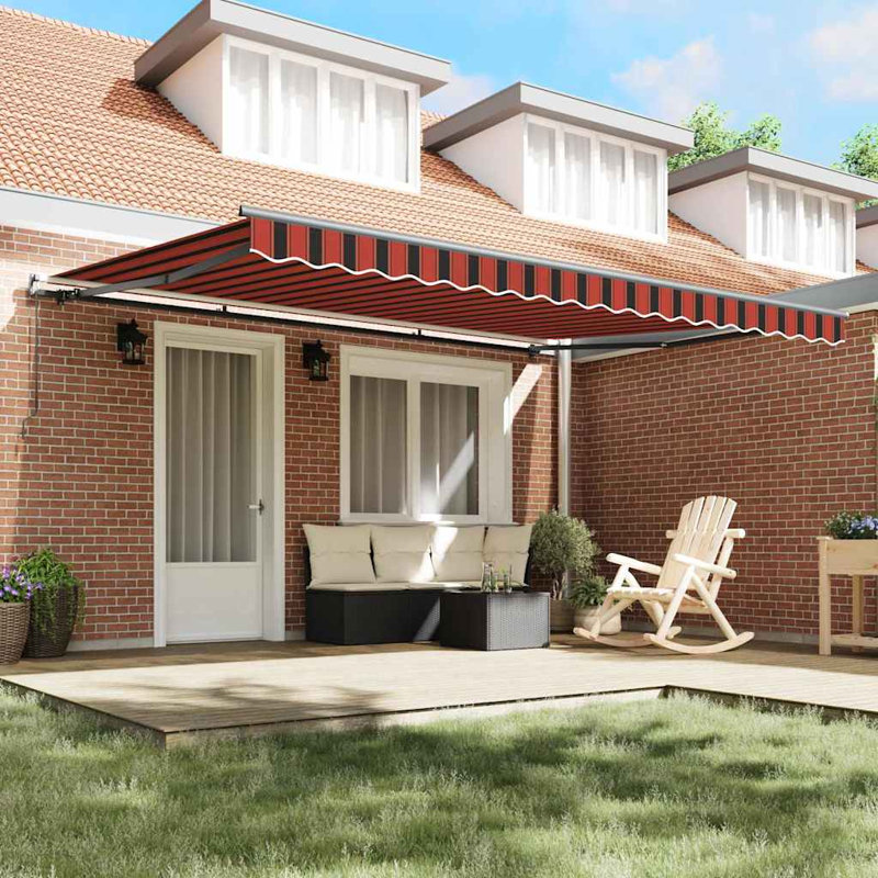 Retractable Awning, 450 cm W x 350 cm D, Orange/Brown/Anthracite